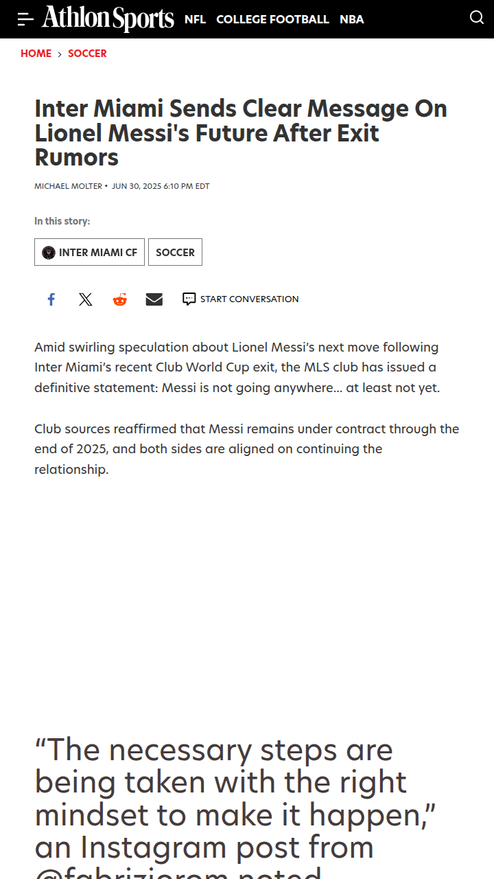 Messi Staying in Miami? Club Shuts Down Rumors