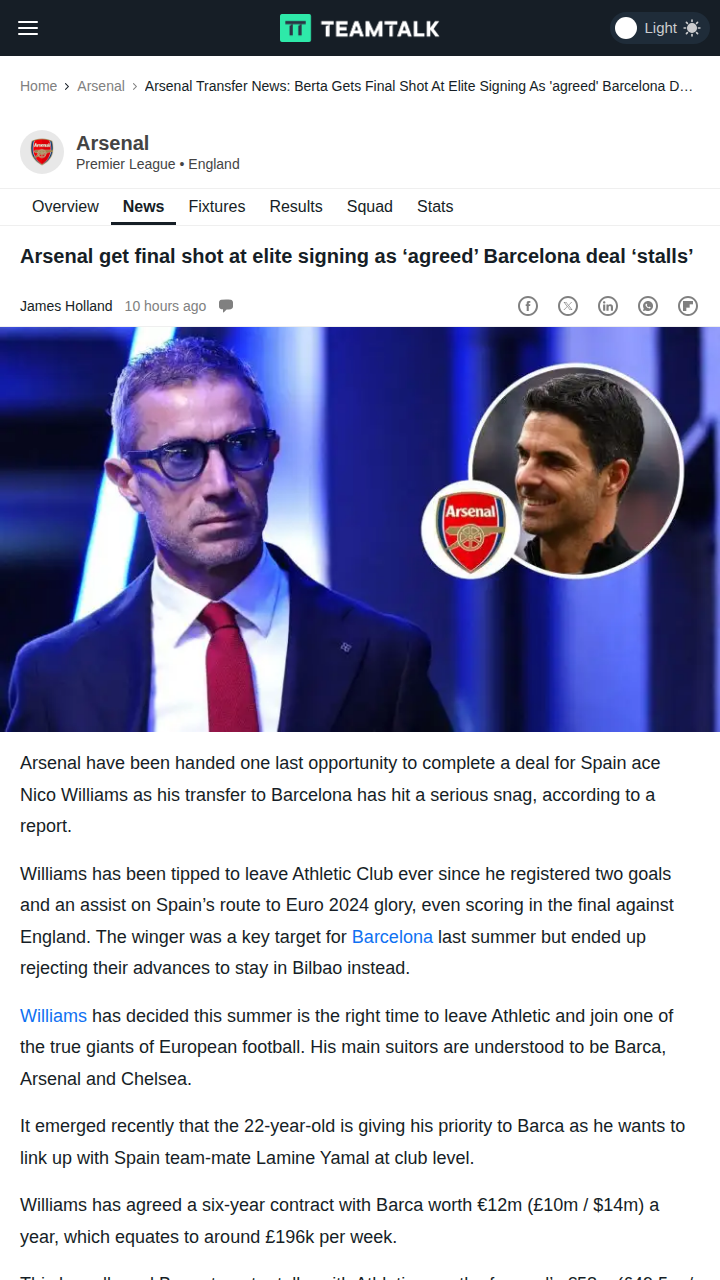 Can Arsenal Snatch Nico Williams Last-Minute?