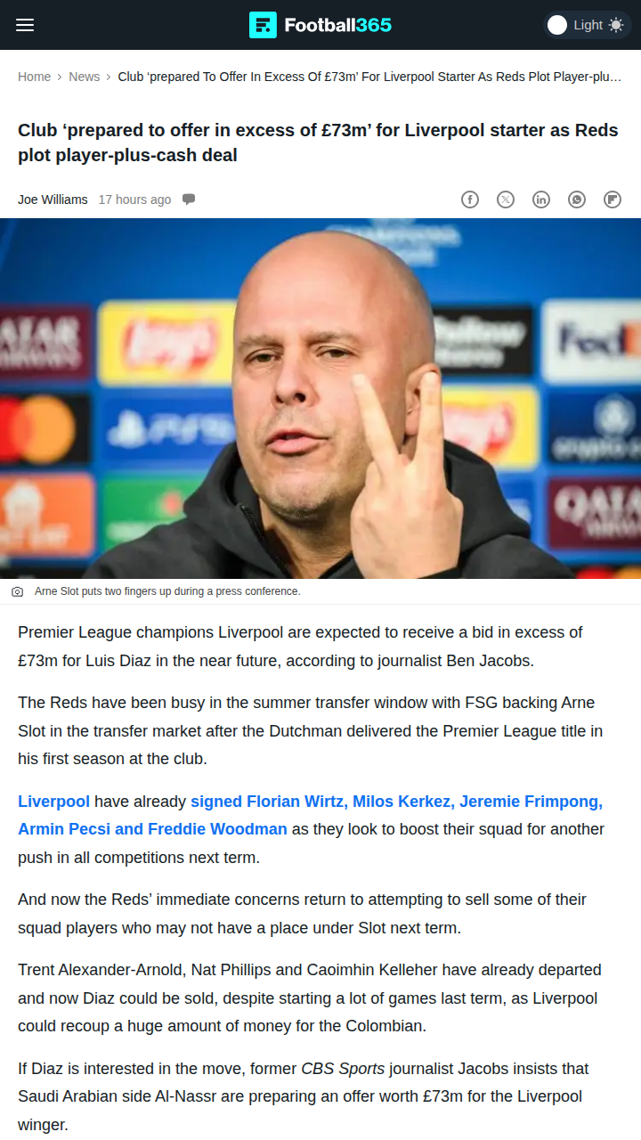 Diaz to Al-Nassr? Reds Face Big Decision