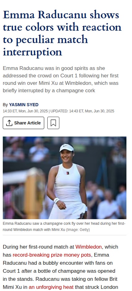 Raducanu’s Champagne Moment at Wimbledon