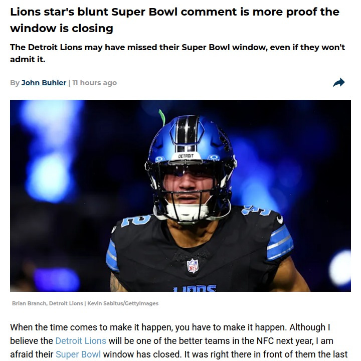 Is the Lions’ Super Bowl Window Closing?