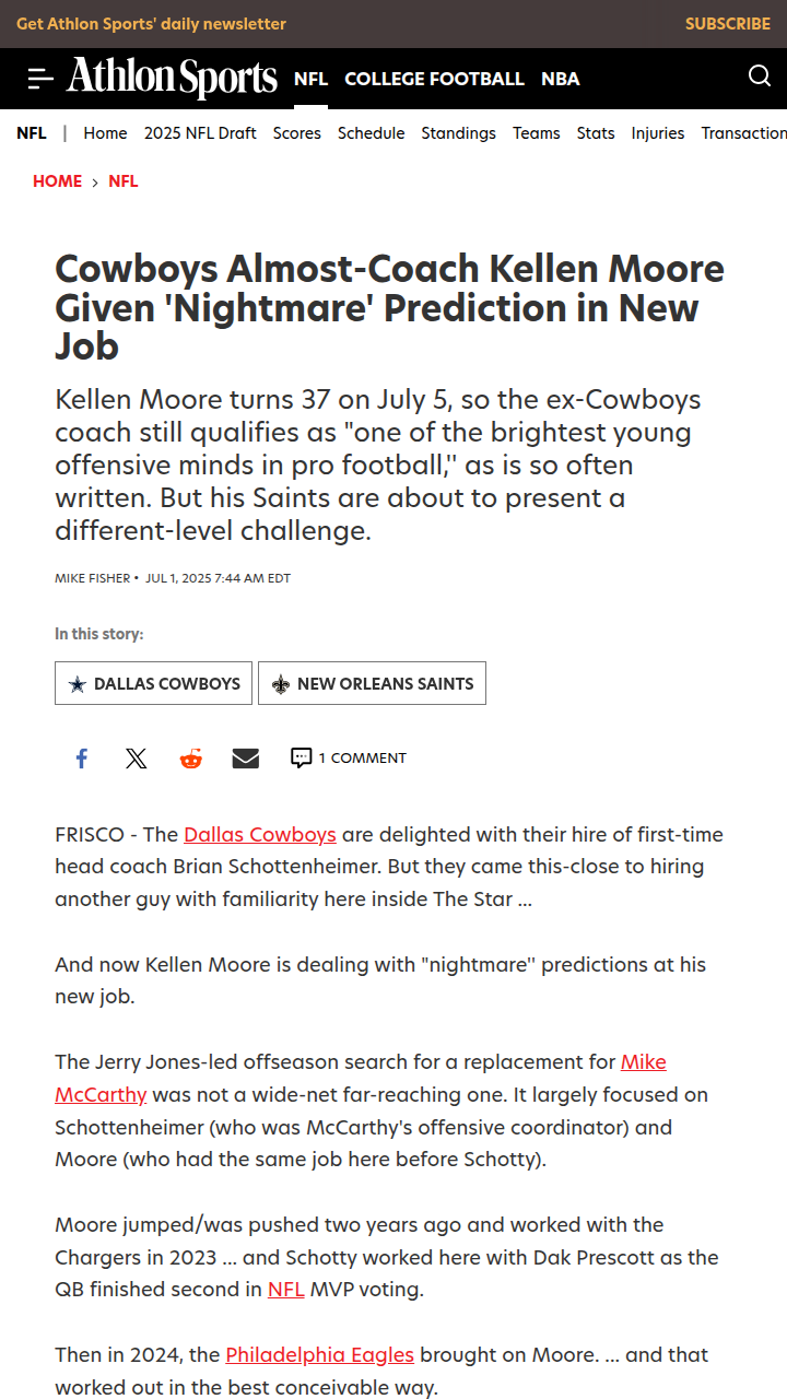 Kellen Moore’s Big Easy Nightmare?