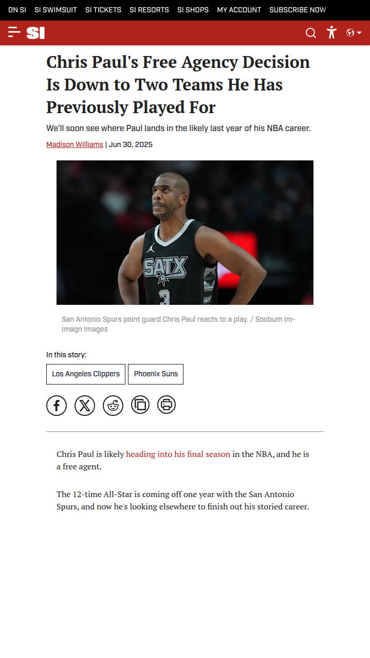 CP3’s Last Dance: Clips or Suns?