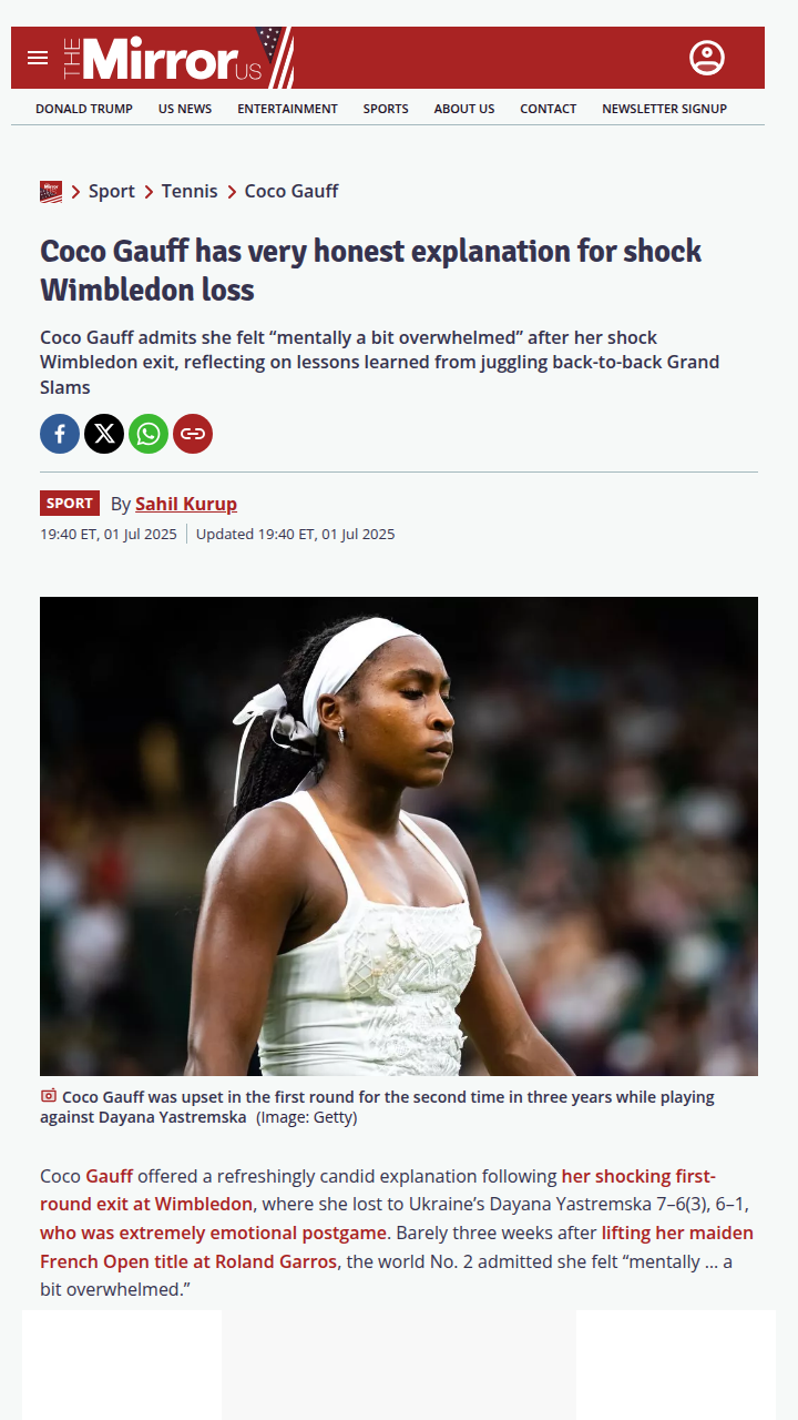 Gauff’s Honest Take on Wimbledon Exit