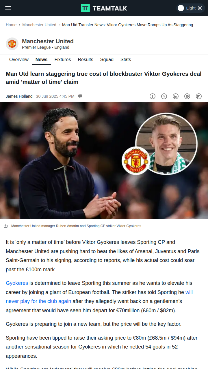 Red Devils vs Gunners: Gyokeres Showdown