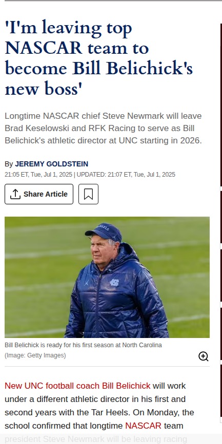 NASCAR Boss Heads to UNC: Big Shakeup!
