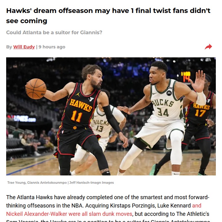 Could the Hawks Really Land the Greek Freak?