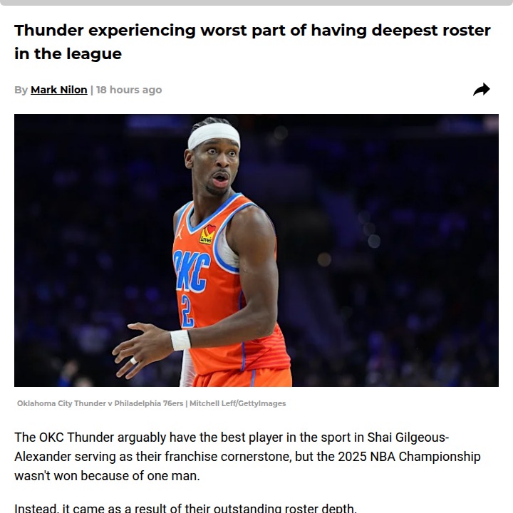 Thunder’s Deep Bench: Blessing or Curse?