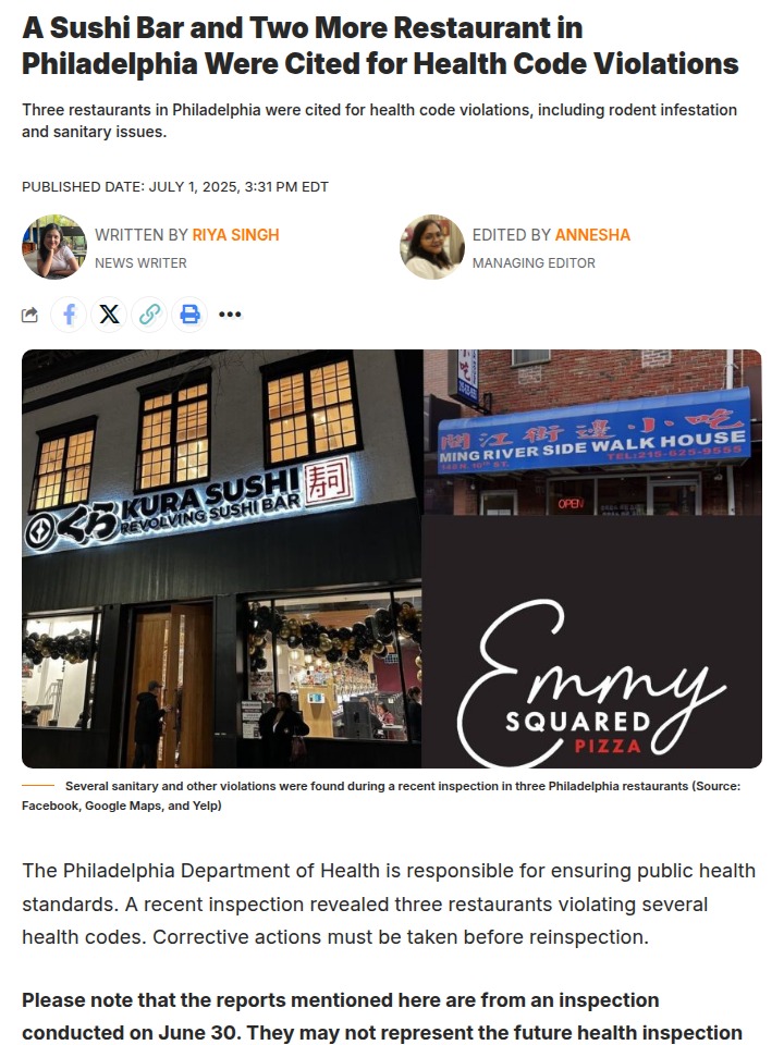 Philly Eats in Hot Water: 3 Spots Cited