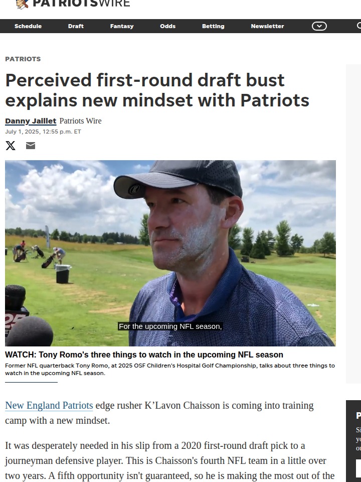 Chaisson’s Redemption Arc in Foxborough?