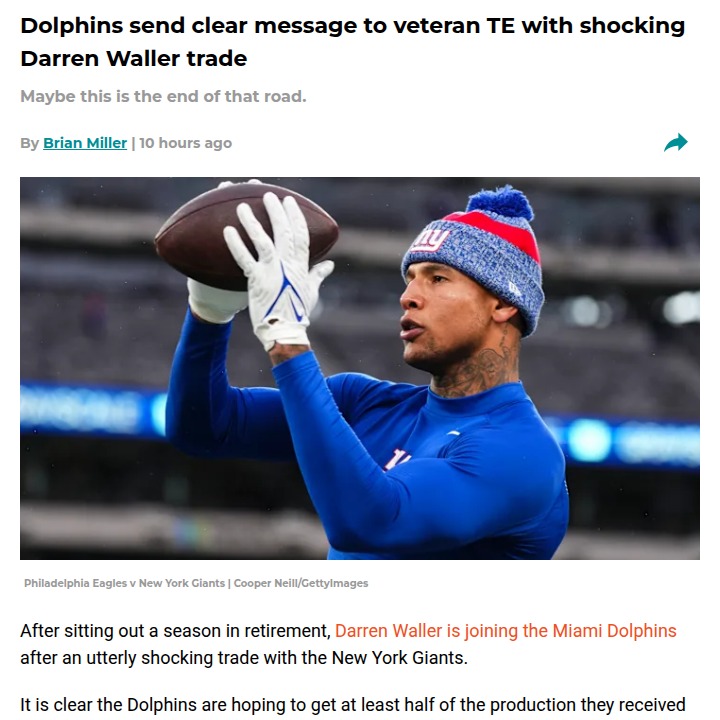 Waller Splash: Dolphins Doubt Hill?