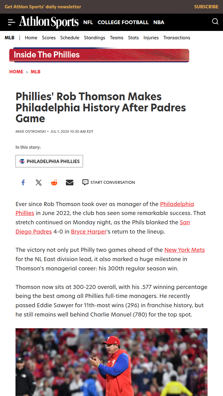 Topper Hits 300 Wins—Philly’s New Era?