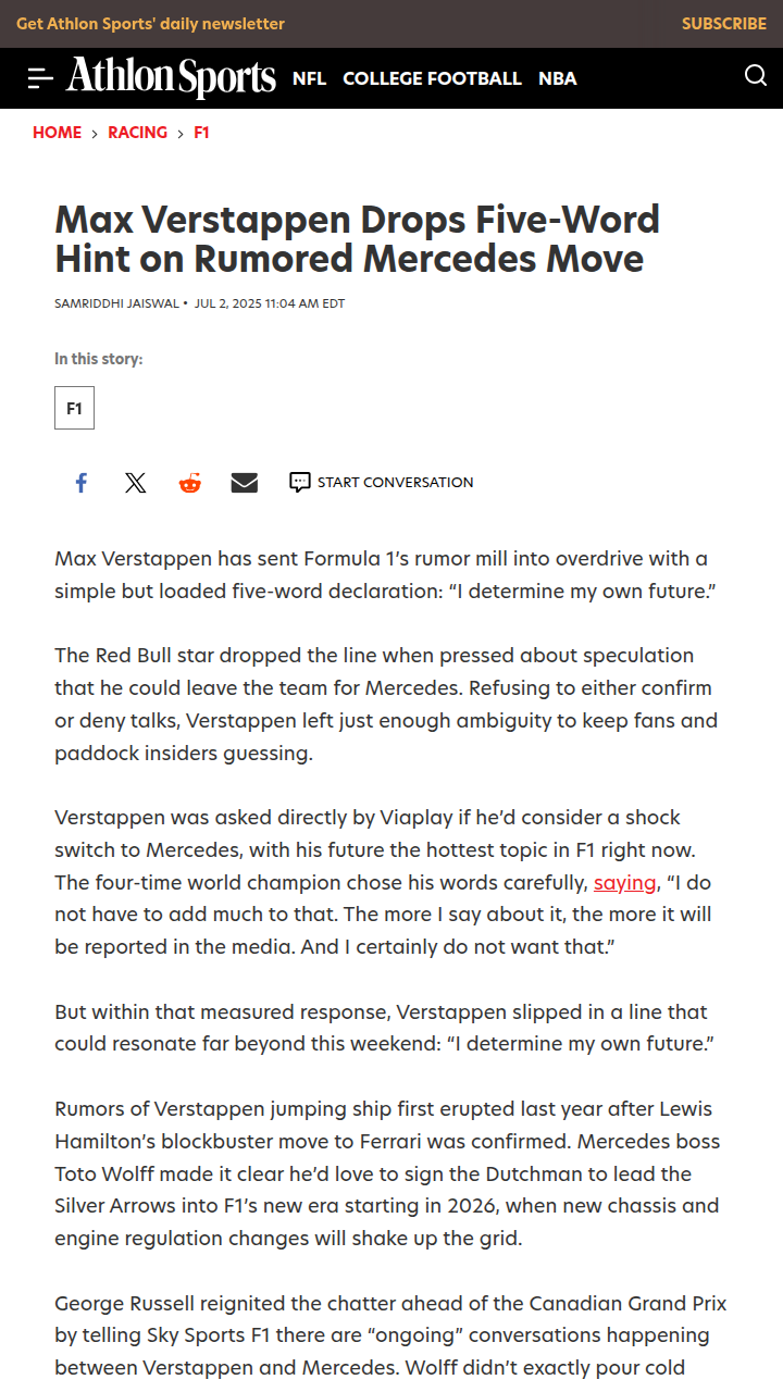 Is Mad Max Really Eyeing Mercedes?