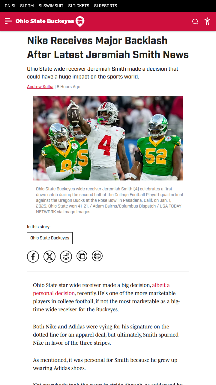 Buckeye Star Ditches Nike for Adidas!