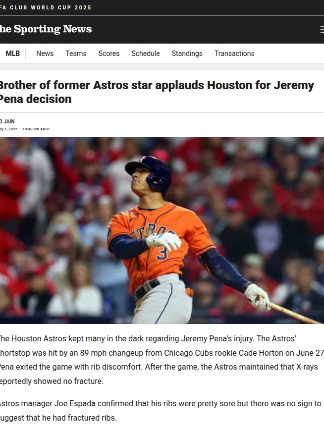 Astros Get Real on Peña Injury—Finally!