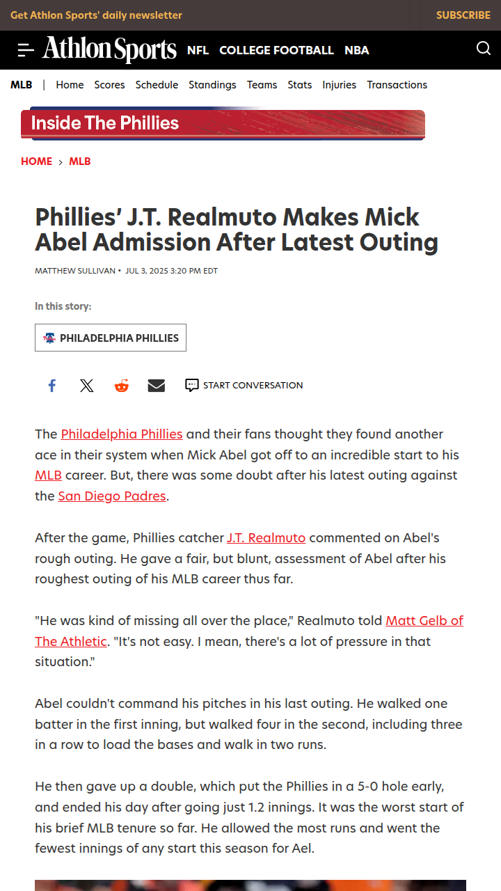 Realmuto Weighs In on Abel’s Tough Night