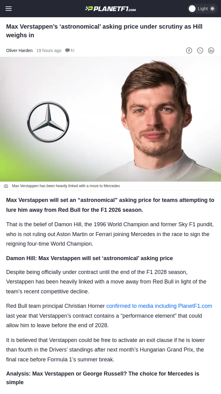 Will Mad Max’s Price Tag Shake Up F1?