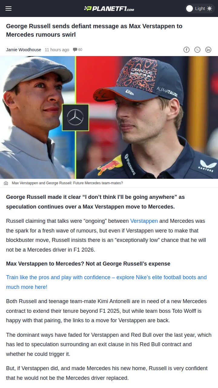 Russell Doubles Down Amid Max-to-Merc Rumors