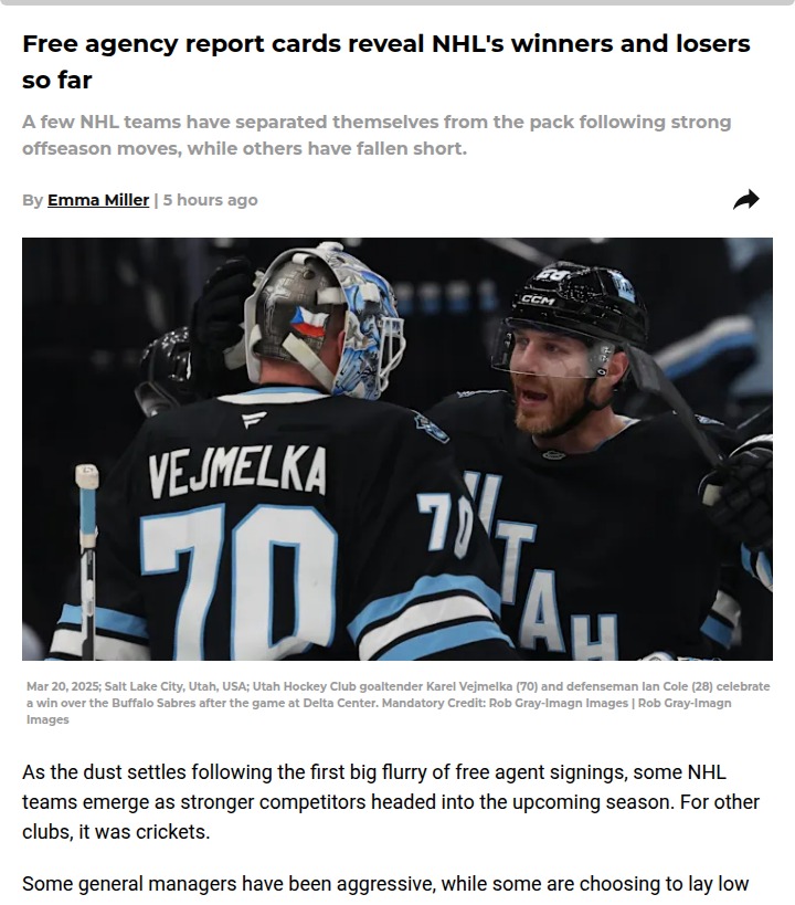 Utah Mammoth Steal the Show in Free Agency