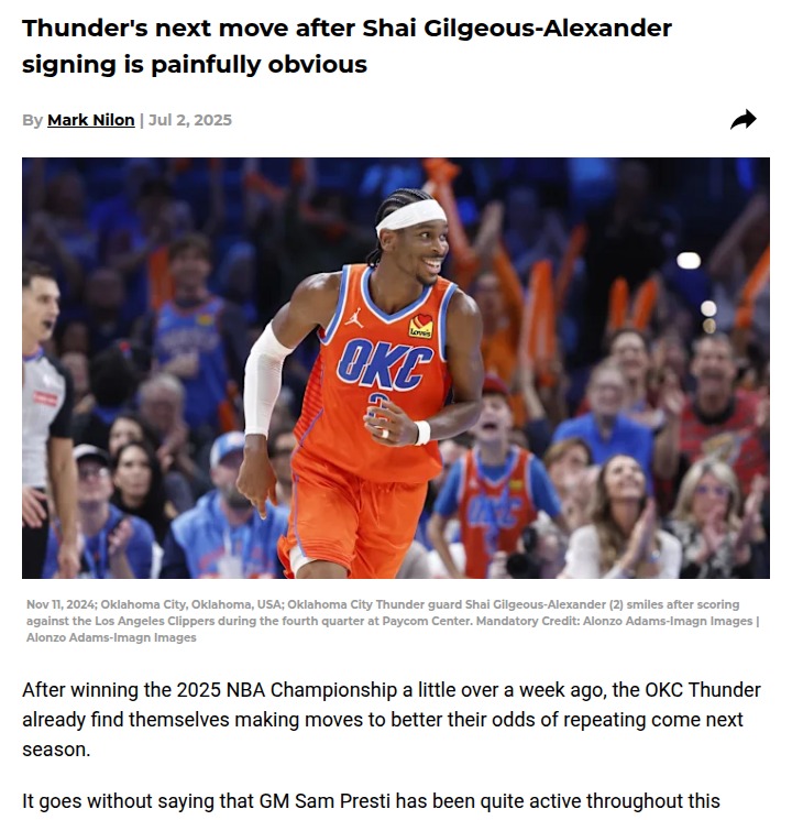Thunder’s Big 3: Who’s Next for a Max Deal?