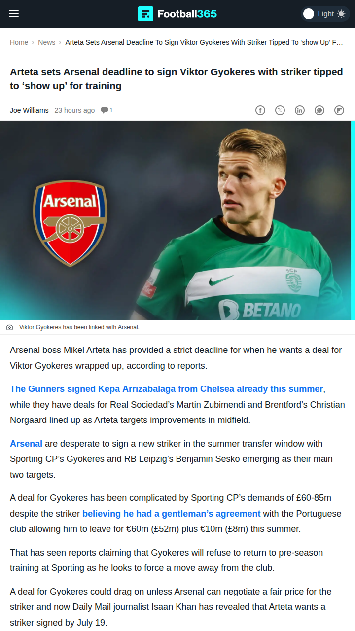 Arteta’s Striker Deadline: Gyokeres or Bust?