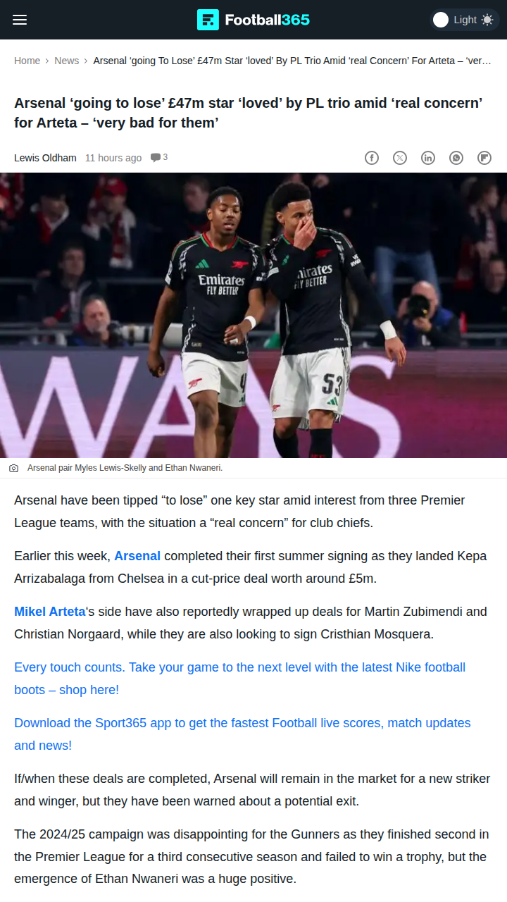 Is Wonderkid Nwaneri Arsenal’s Next Big Loss?