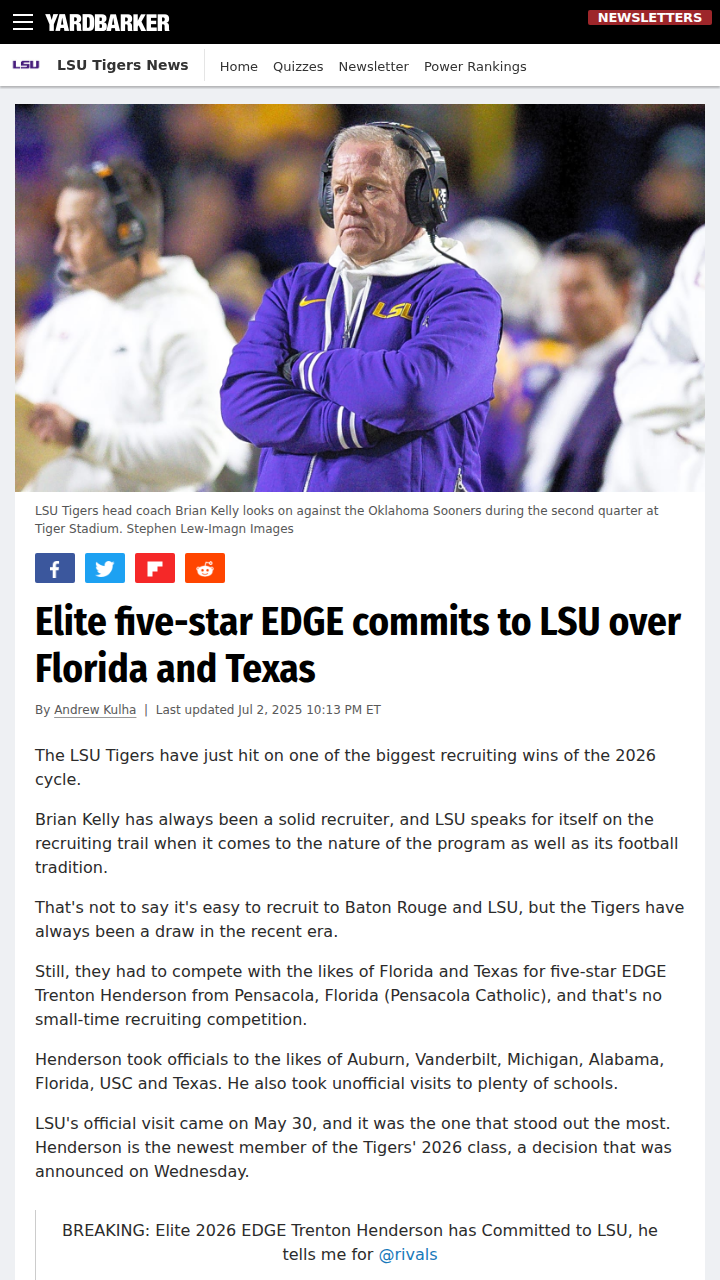 LSU Snags 5-Star EDGE Over Gators & Horns!