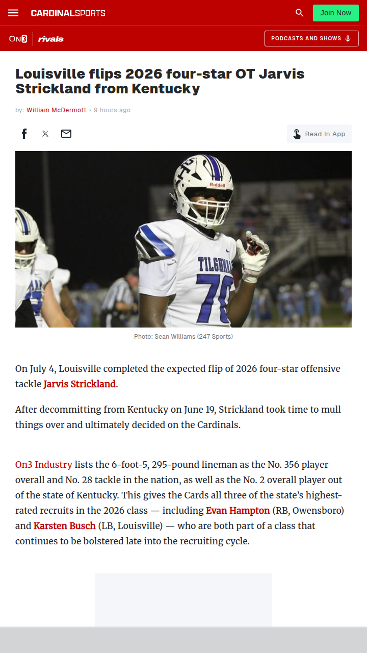 Cards Steal Top OT Strickland from Cats