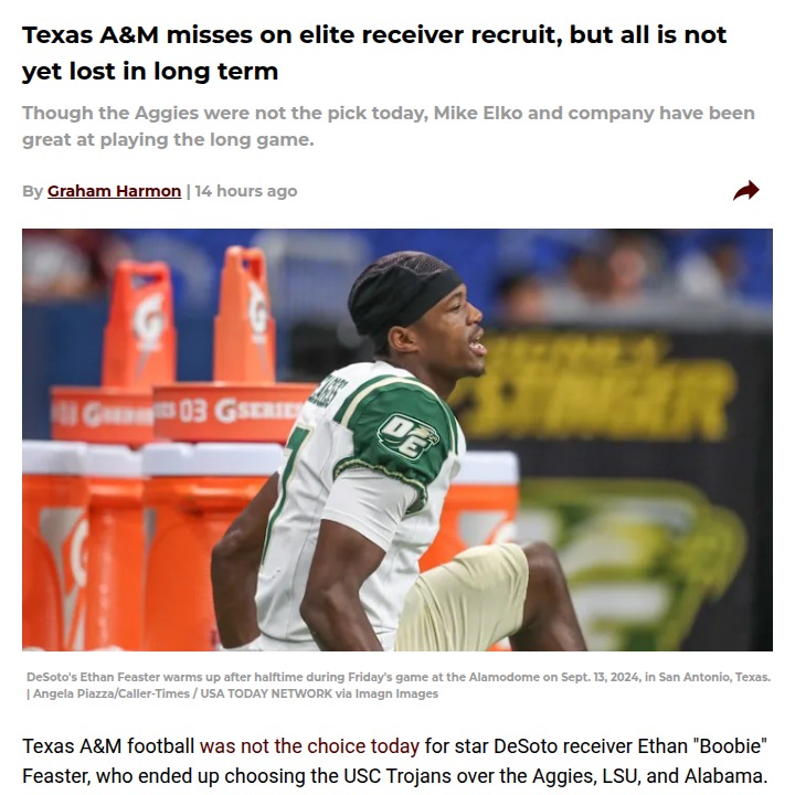Boobie Feaster Picks USC—Aggies Not Out Yet