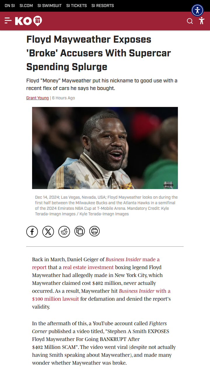 Money Mayweather Shuts Down Broke Rumors