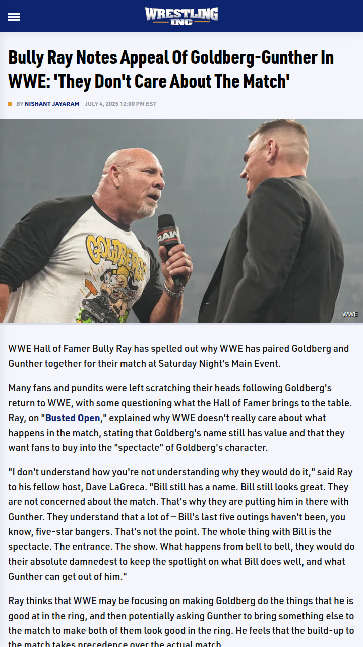 Goldberg vs. Gunther: All About the Hype?