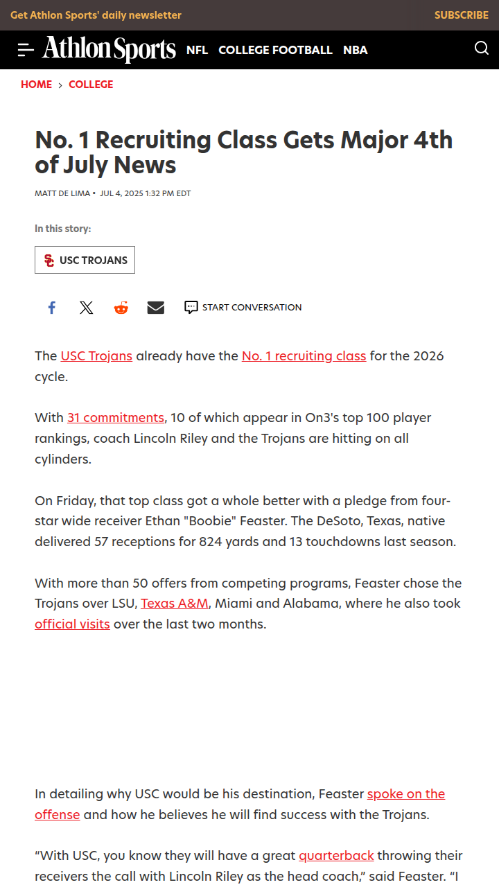 Boobie Feaster Joins USC—Rivalry Alert!