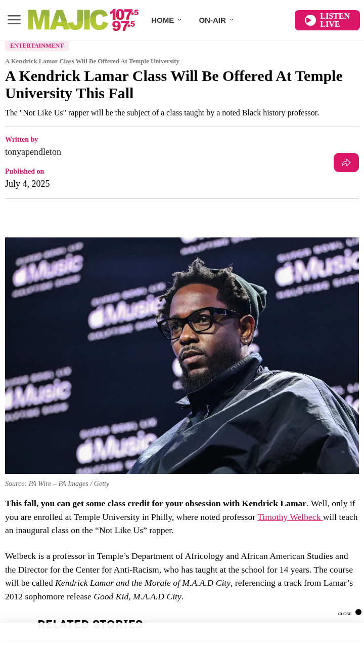 Kendrick Lamar Gets His Own College Class! 🎓