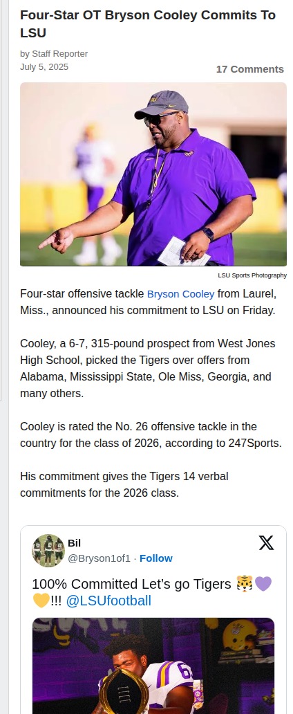 Bayou Bengals Land Big Win with Cooley