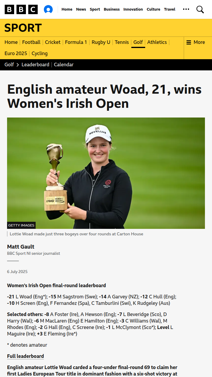 Woad’s Irish Open Win Sparks Amateur Debate