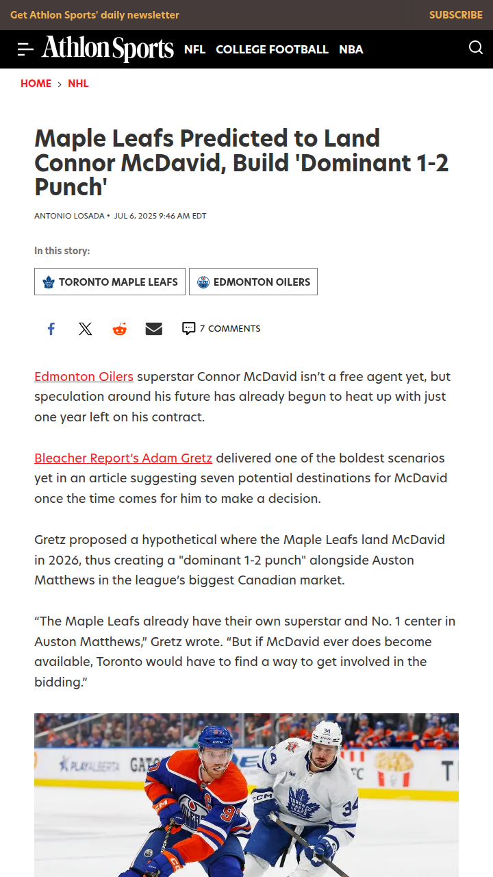 Could McDavid Join Matthews in Toronto?