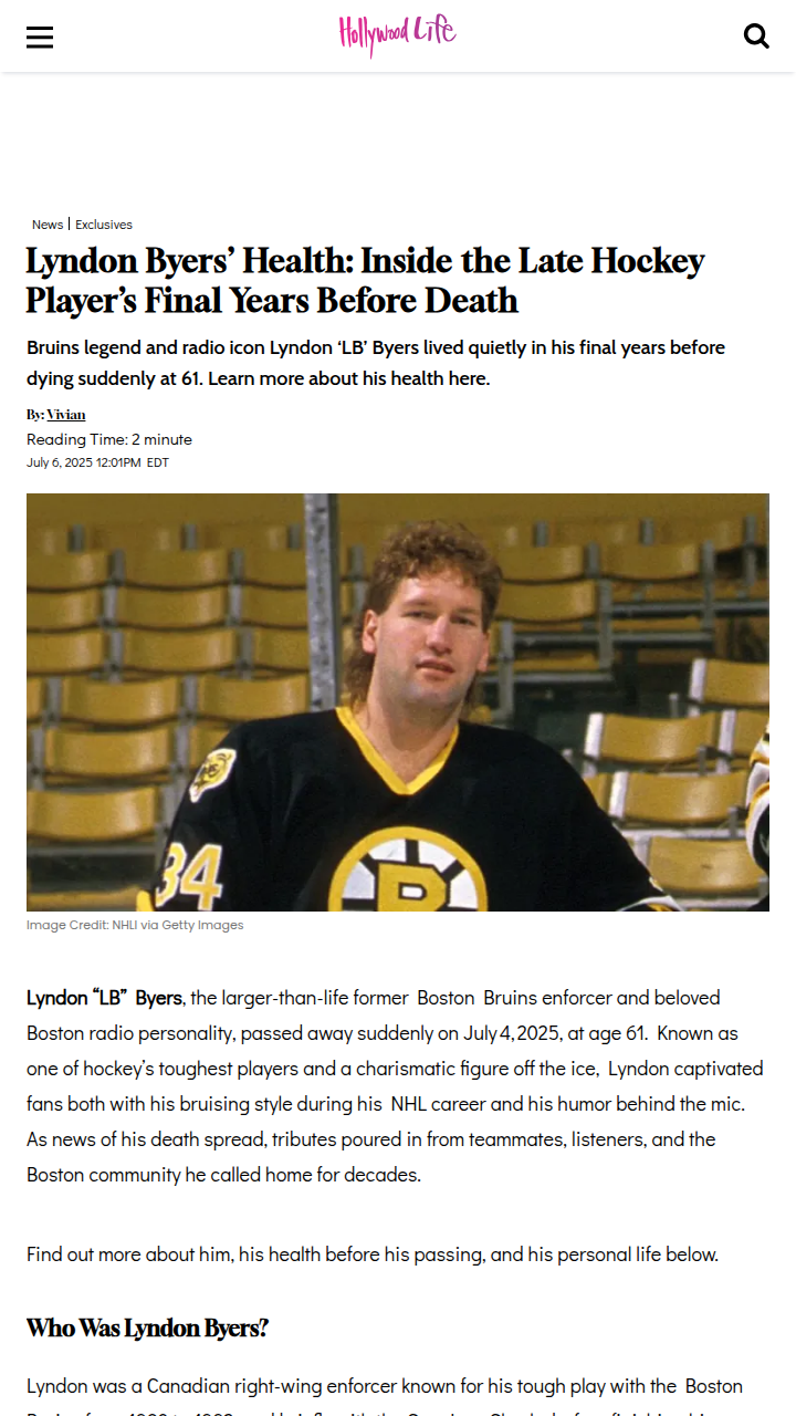 Remembering LB: Bruins Enforcer & Boston Icon