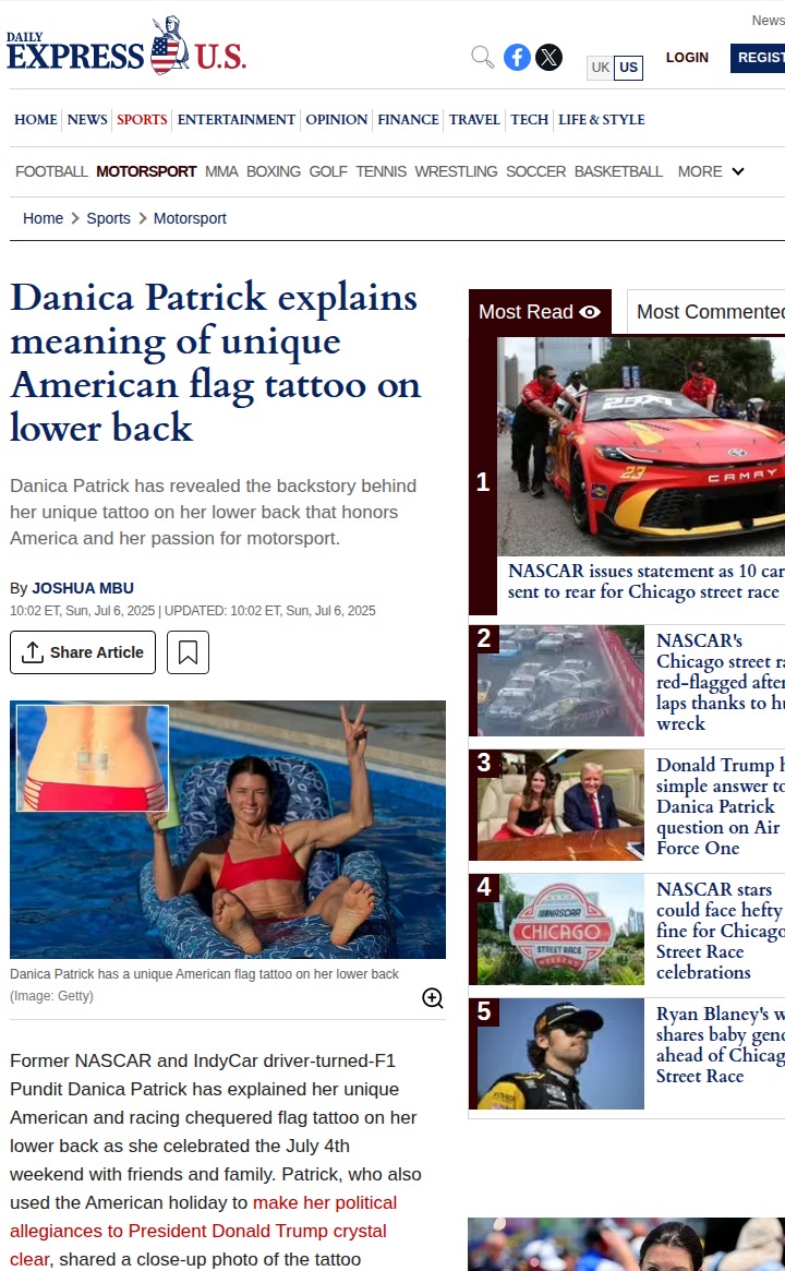 Danica’s Flag Tattoo: Racing Roots & Patriot Pride