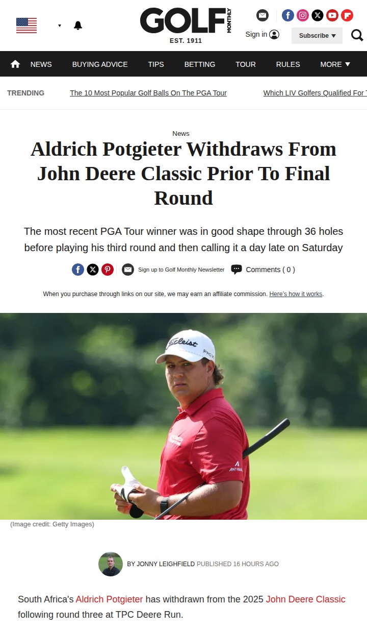 Potgieter’s Sudden WD Shakes Deere Classic