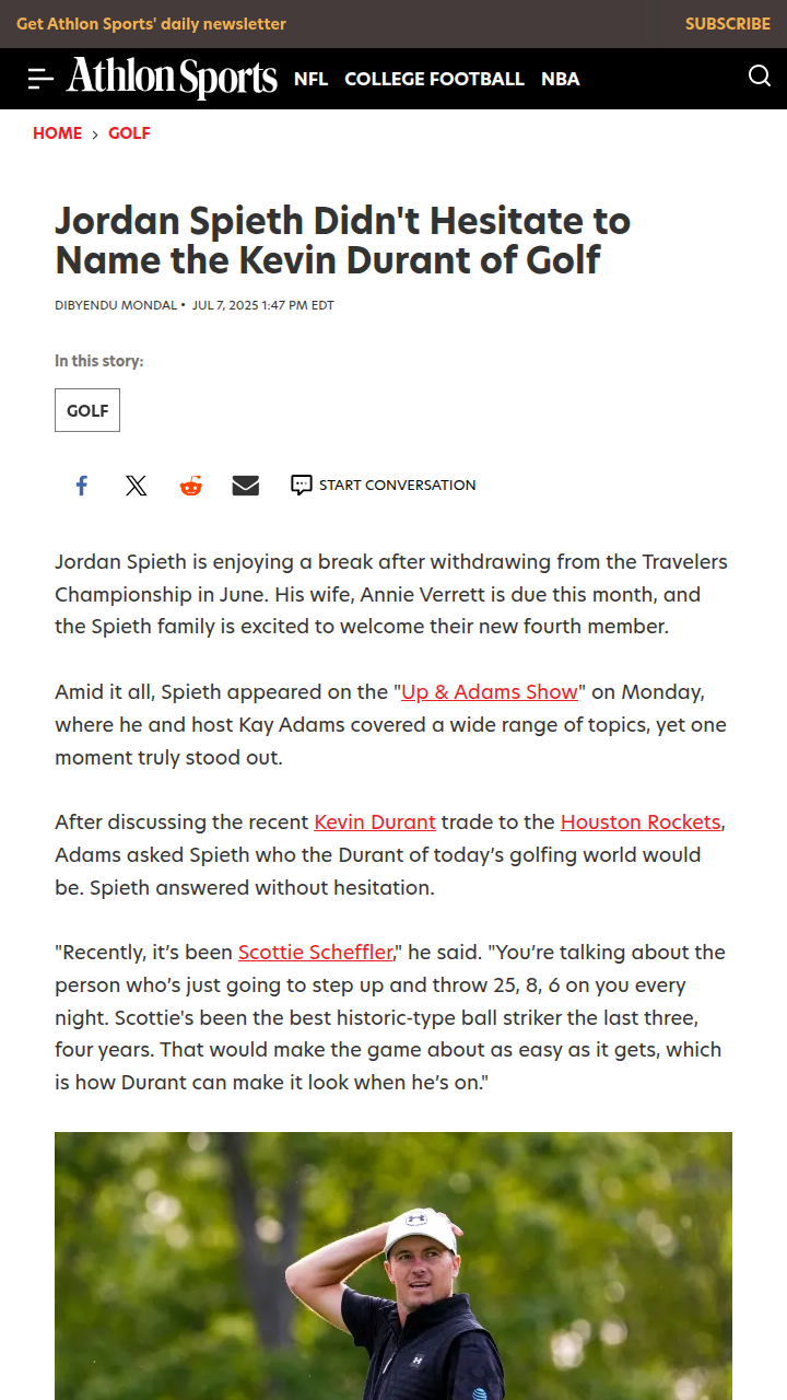 Is Scottie Scheffler Golf’s KD? Spieth Thinks So