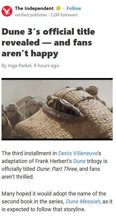 Dune 3 Title Drama! 😬