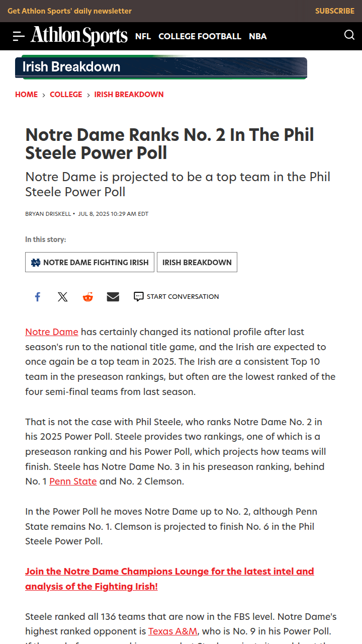 Irish Leap to No. 2 in Steele’s Power Poll!