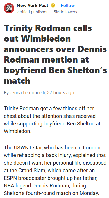 Trinity Rodman Sets Wimbledon Record Straight