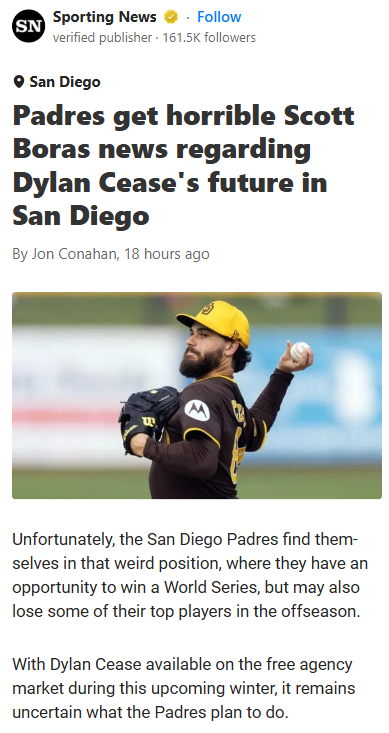 Padres' Ace Cease Likely Gone After Season?