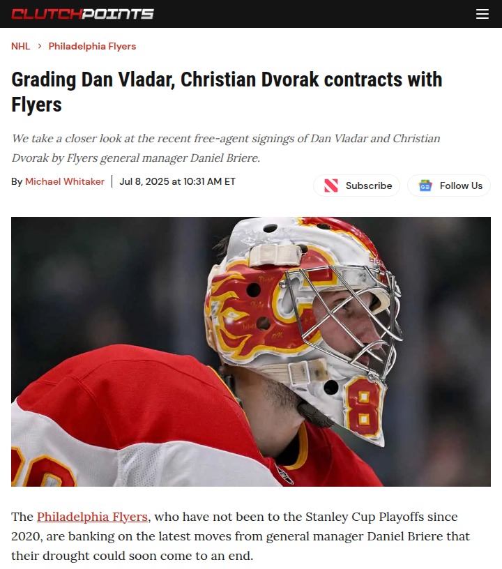 Vladar vs. Ersson: Flyers’ New Goalie Battle