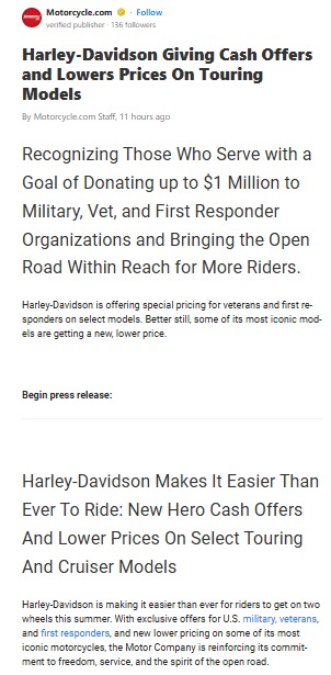 Harley Drops Prices & Honors Heroes