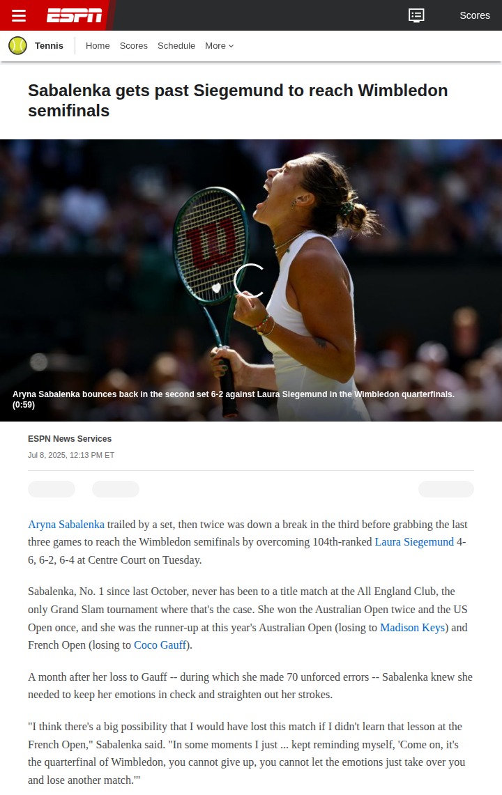 Sabalenka Survives Siegemund Scare!