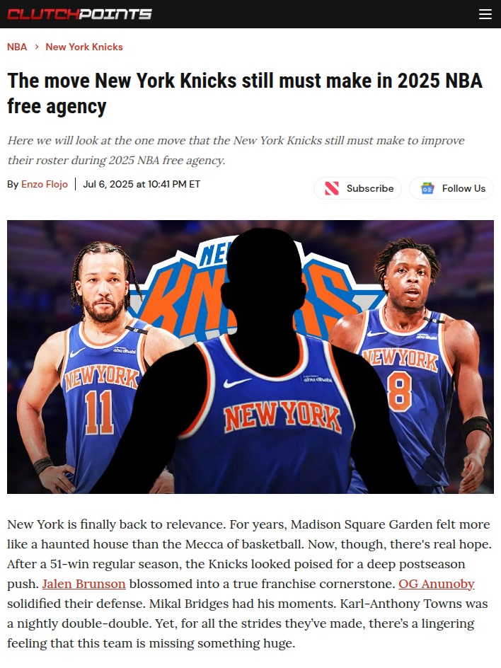 Is King James the Missing Piece for NYK?