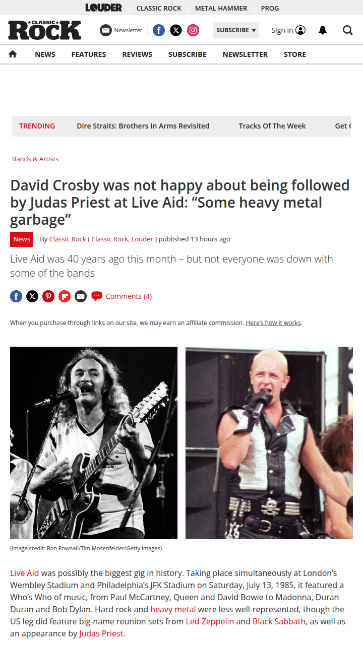 Crosby Slams Judas Priest at Live Aid 😲