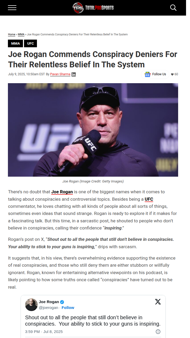 Rogan Teases Conspiracy Skeptics Again